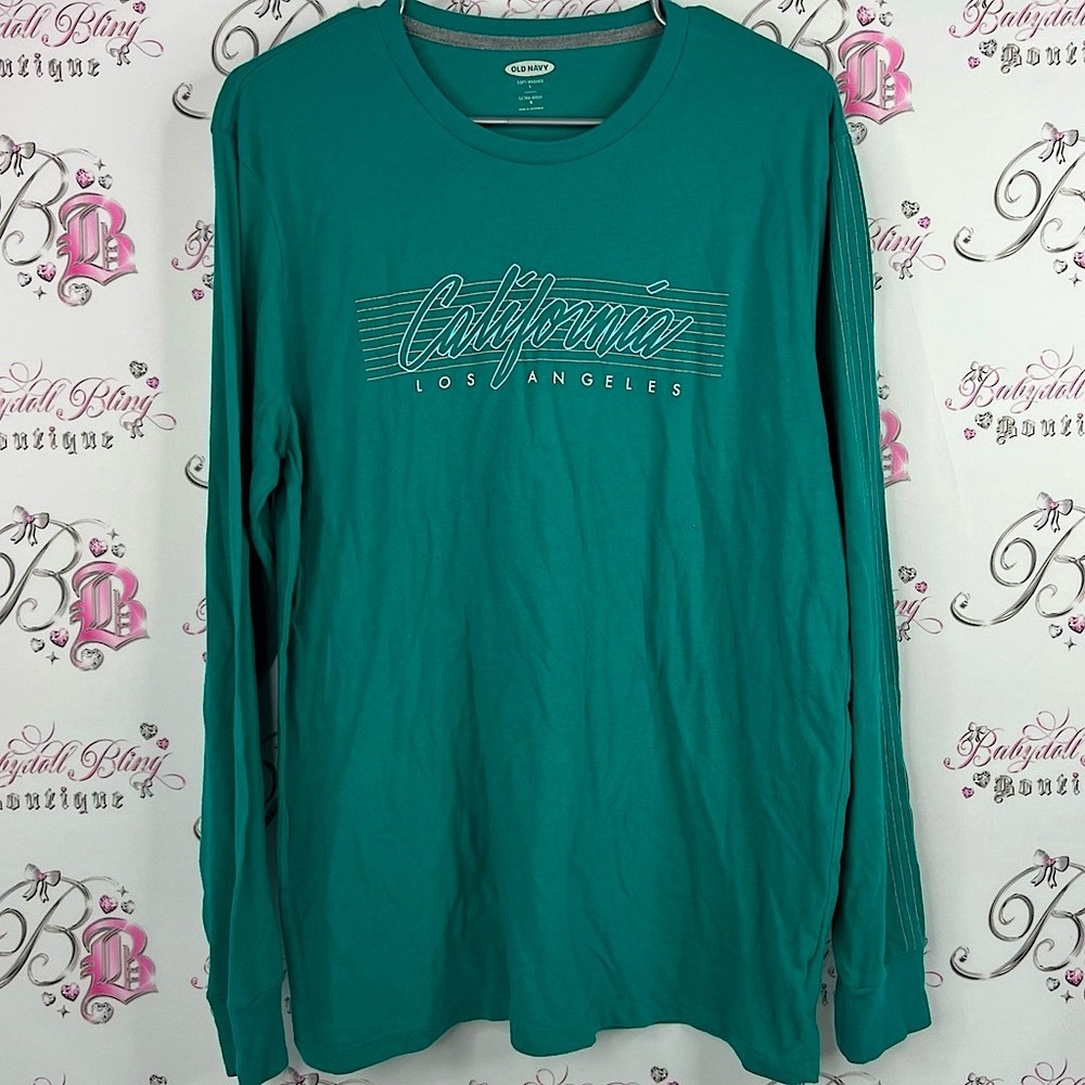 Old Navy long sleeve top graphic soft washed Teal California Long Sleeve Tee